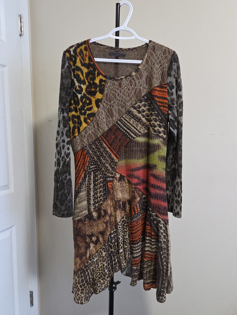 Funsport Mixed Animal Print Long Sleeve Dress - Multicolor